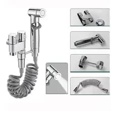 Ducha Higiênica Banheiro Lavatório Com Registro Duplo Kit Completo CROMADA Inox