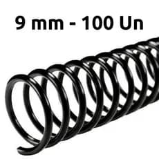 ESPIRAL PARA ENCADERNAÇÃO 09MM, PRETO, PARA 50 FLS, PACOTE C/ 100 UN