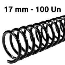 ESPIRAL PARA ENCADERNAÇÃO 17MM, PRETO, PARA 100 FLS, PACOTE C/ 100 UN