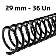 ESPIRAL PARA ENCADERNAÇÃO 29MM, PRETO, PARA 200 FLS, PACOTE C/ 36 UN