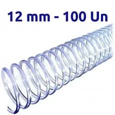 ESPIRAL PARA ENCADERNAÇÃO 12MM, CRISTAL, PARA 70 FLS, PACOTE C/ 100 UN