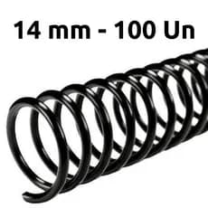 ESPIRAL PARA ENCADERNAÇÃO 14MM, PRETO, PARA 85 FLS, PACOTE C/ 100 UN