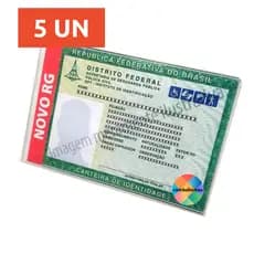 PROTETOR PLASTICO RÍGIDO, 7 X 10 CM, PARA NOVA IDENTIDADE, RG, 5 UN