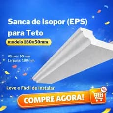 Sanca de Isopor Moldura de Teto 18x5 cm –Spot Led - Leve, Fácil Instalação - 2 metros