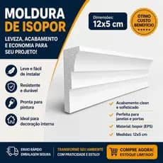 Moldura de Isopor para teto (EPS) "Degrau" 12x5 cm (KIT 10 metros) - Leve e fácil de instalar