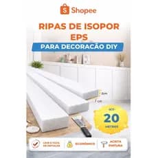 Ripas de Isopor EPS 100x7x2 cm para Decoração – (KIT 20 METROS) Leve e Fácil de Instalar