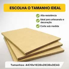 Placa Chapa MDF 6mm - A4, 10x15, 20x20, 30x30, A3 | Sublimação, Artesanato, Casa, Quadros