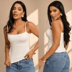 Kit Blusa Regata Feminina Suplex Alça Fina Cropped Tube Básica Alcinha