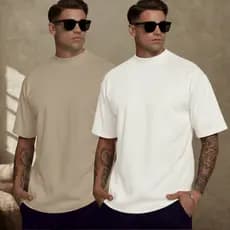 Camiseta Oversized Larga Basica Kit 2 Camisas Masculina Dia a Dia Casual Academia