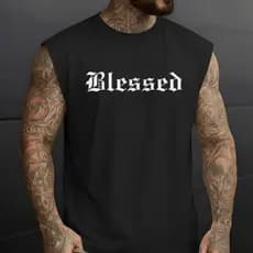 Regata Machão Oversized Blessed Camiseta Masculina Larga Algodão Academia Casual