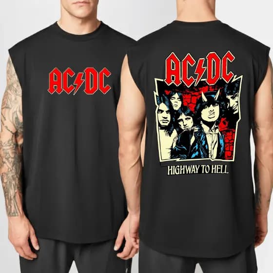 Camiseta Regata Machao Oversized Integrantes AcDc Banda de Rock Masculina