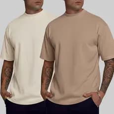 Kit 2 Camiseta Oversized Larga Urban Básica Streetwear Algodão Gola Alta