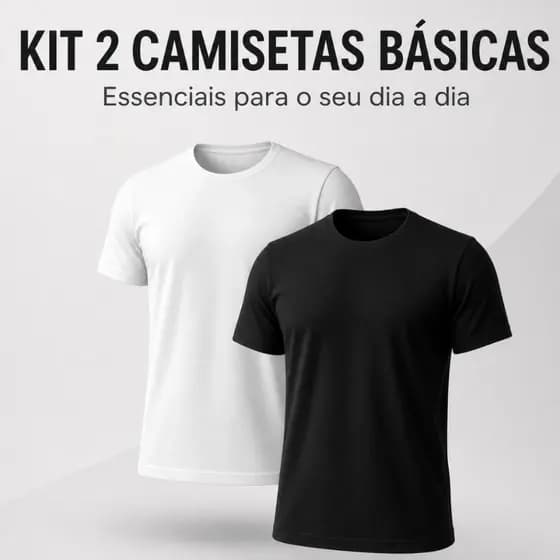 Kit 2 Camiseta Masculina Lisa Básica 100% Algodão Premium Streetwear Casual e Trabalho Oferta Dia dos Pais