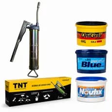 Kit Engraxadeira TNT Manual com Reservatório para 400g + 500g de Graxa Branca, Comum ou de Rolamento