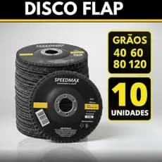 Kit 10 Discos Flap Lixa Speedmax 115mm 4.1/2 Grão 40, 60, 80 ou 120