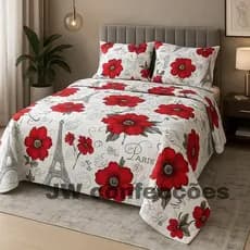 Cobre Leito Casal Queen Colcha Floral Piquet 3 Peças MILAO LINDO LUXO