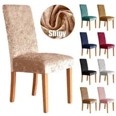 kit 6 peças Capa De Cadeira De Veludo Brilhante Elástica Decorativa Para MESA DE JANTAR