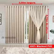 Cortina Blackout PVC Com Tecido voil LISO 3,00 × 2,70 Alta Qualidade SALA E QUARTO, OFERTA RELAMPAGO