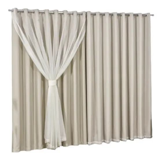 Cortina Blackout PVC Com Tecido voil Liso 3,00 × 2,70 Alta Qualidade