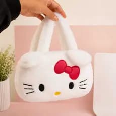bolsinha transversal com alça da hello kitty em pelúcia