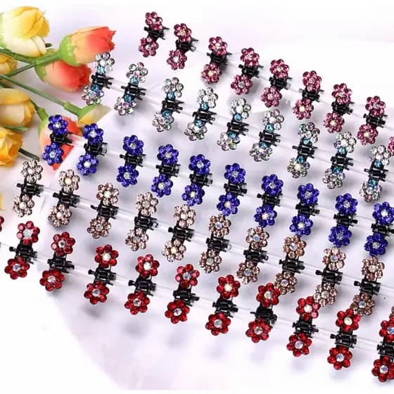 Kit 40 Mini piranha presilha para cabelo detalhada em strass