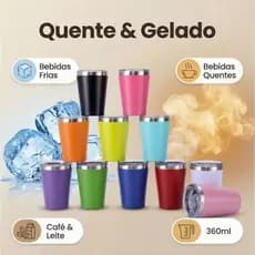 Copo térmico Aço Inox com tampa 360 ML