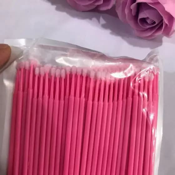 Kit 100 Microbrush Cotonete Alongamento Fio A Fio Cílios