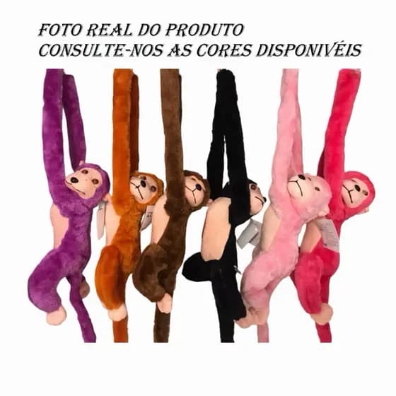 Macaco Pelúcia Pendurável com Som e Luz para Decoração Infantil