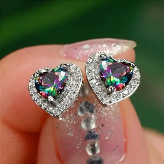 Brincos de Pressão com Formato de Coração /Gota/quadrado/Redondo Decorados com Strass Vermelhos da Moda Semi-joias