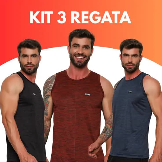 Kit 3 Regatas Masculinas Dry fit Camiseta de Academia Masculina Treino Blusa sem Manga