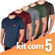 Kit 5 Camiseta Masculina Malha Fria Camisa Manga Curta Dry Fit Blusa Masculino Treino Academia
