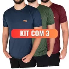 Camisa Dry Fit Masculino Kit com 3 Camisetas Manga Curta Dri Blusa para treinar Básica