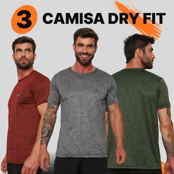 Kit 3 Camisetas Dry Fit Masculinas Verão 2025 – Leves, Frescas e Confortáveis