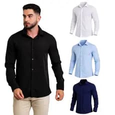 Camisa Social Masculina Manga Longa Slim Premium Clássica