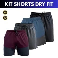 Kit 4 Shorts Dry Fit Masculino - Academia Corrida Conforto Premium Diário Alta Performance Praia