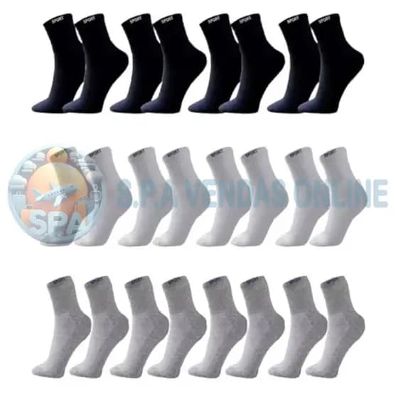 Meia Cano Longo Algodão 100% Unissex Kit 3 a 24 Pares Melhor Custo