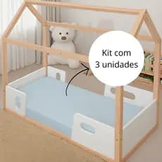 Kit 3 Lençol Mini Cama MONTESSORIANA 150x70cm Cores Iguais Percal 400 Fios Com Elástico