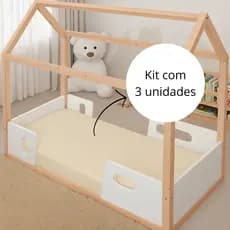 Kit 3 Lençol Mini Cama MONTESSORIANA 150x70cm Cores Iguais Percal 400 Fios Macio Com Elástico