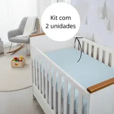 Kit 2 Lençol Berço 130x70cm AMERICANO Percal 400 Fios Super Macio com Elástico