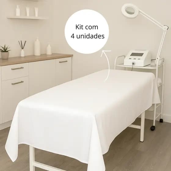 kit 4 Lençol Para  MACA Hospitais Clínicas Estética Percal 400 Fios SEM Elástico