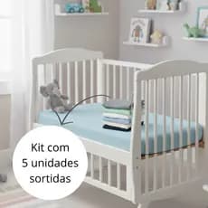 Kit com 05 Lençol de Berço Americano 130x70xm com Elástico Microfibra Toque Macio