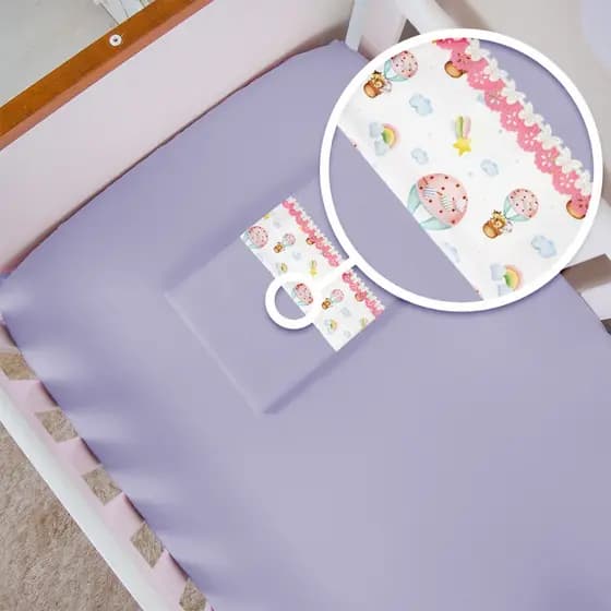 Jogo Lençol  02 Peças MIni CAMA MONTESSORIANA 150x70cm Decorado Percal Super Macio