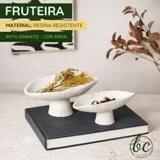 Fruteira Decorativa Resina Granito Areia Design Moderno Redonda Oval Centro Mesa Cozinha Sala