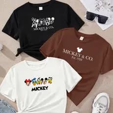 kit3 Camisetas feminina de algodão Mickey off white malha premium T-Shirts