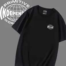 Camiseta Masculina preta de algodãoPrimitive Independente