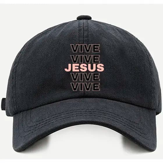 Bone baseball Bege Preto Branco Jesus Vive Vive Tamanho único com ajuste de tamanho