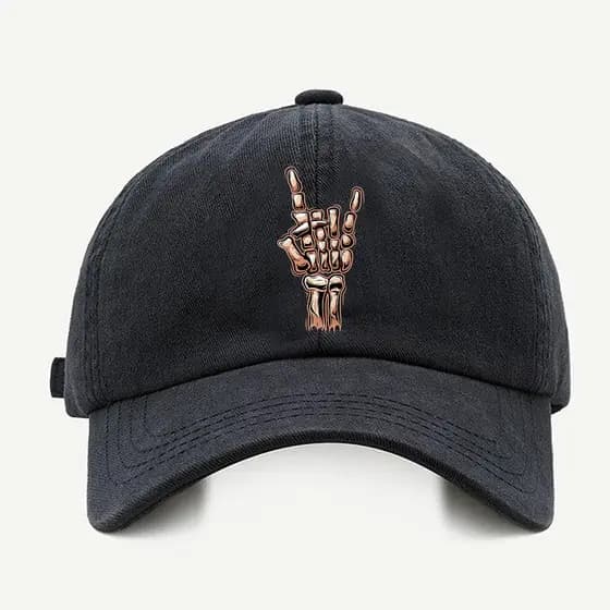 Bone baseball Masculino Bege Preto Branco Caveira Rock And Roll