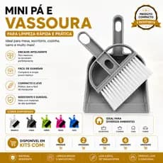 Kit Mini Pá E Vassoura Para Limpeza De Teclado E Mesa Escritório Tira Terra Tapete Carro Multiuso
