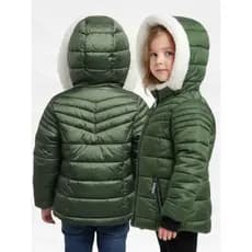 Jaqueta Feminina de 1 a 3 Anos Parka Com Capuz Peluciada