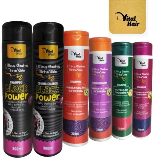 Kit shampoo e condicionador 300g Vital Hair - todos os tipos de cabelos